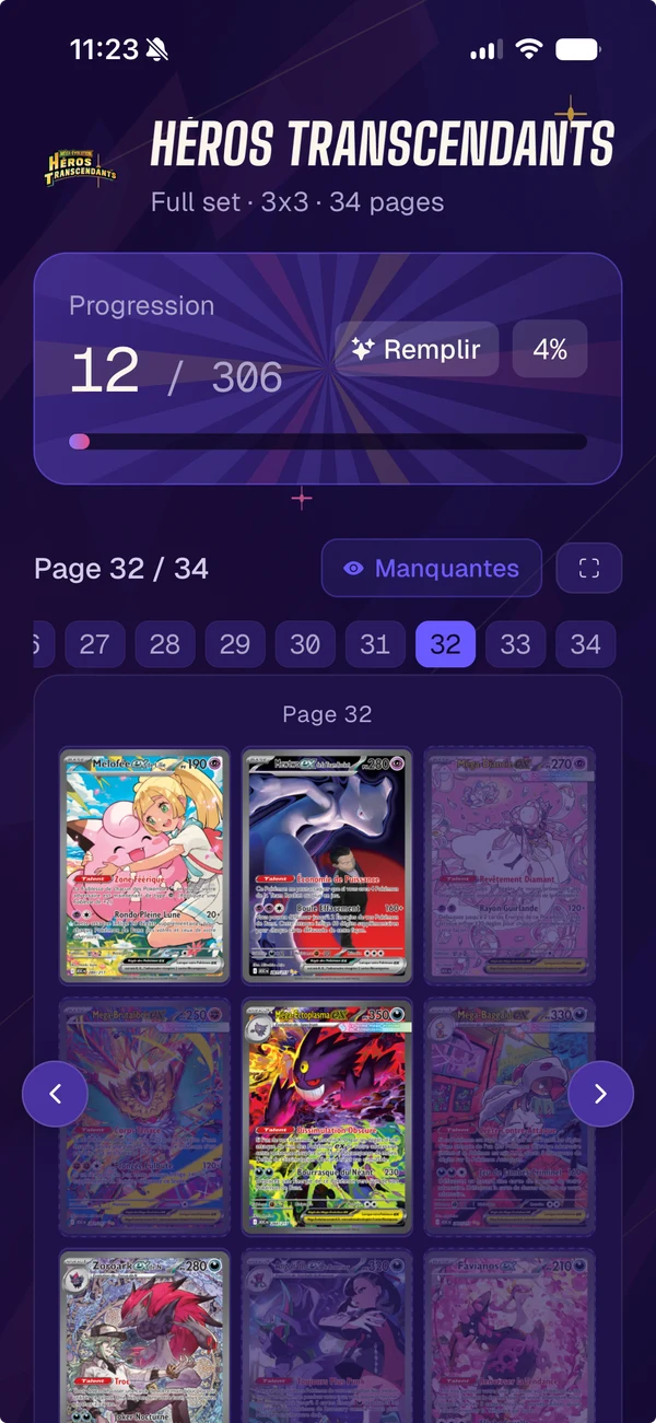 Classeur Héros Transcendants sur iPhone