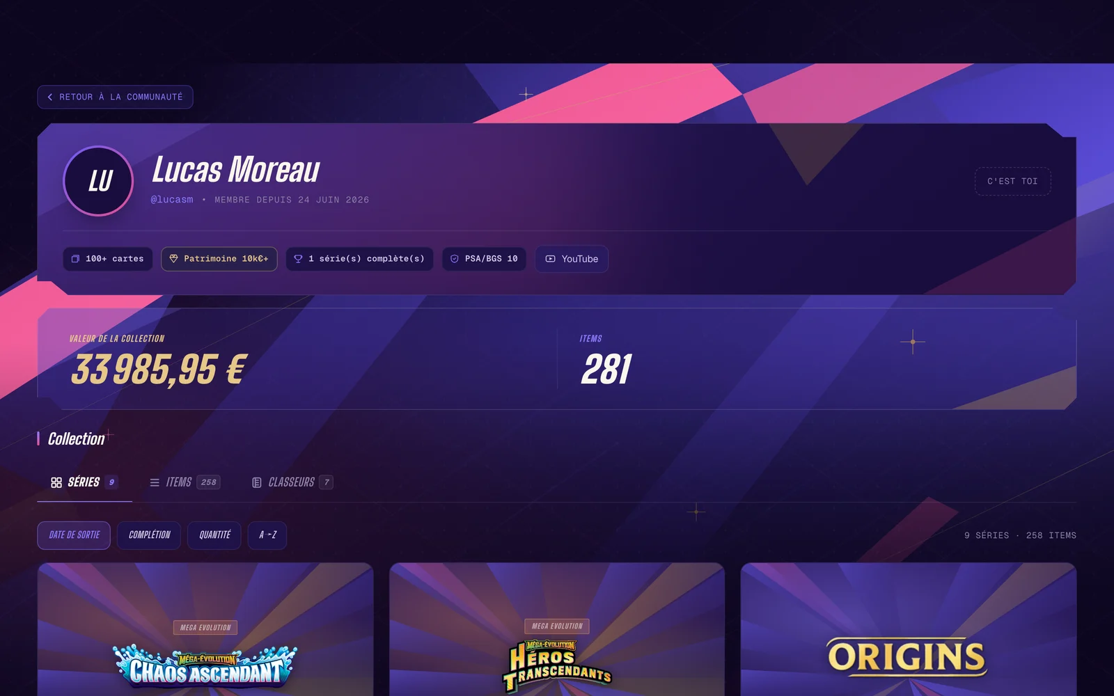 Profil public d'un collectionneur